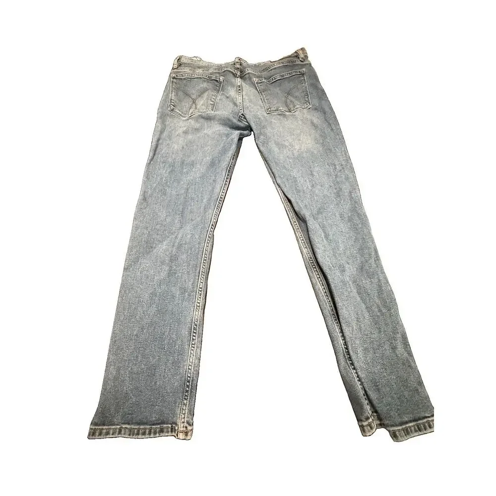 Calvin Klein Jeans Womens 29x30 Blue Slim Straight Leg Denim Mid Rise Stretch